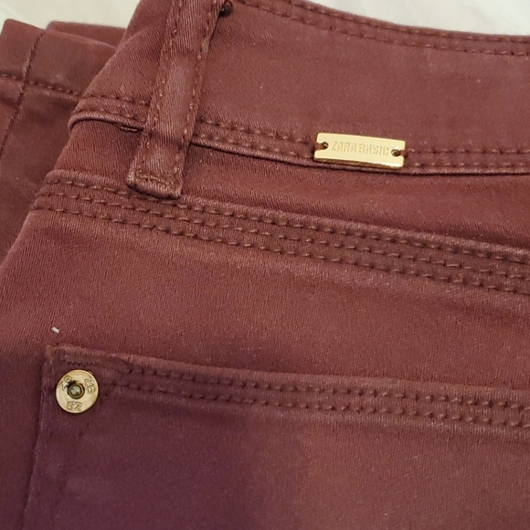 Zara Burgandy Skinny Jeggings W/ Rose Gold Details - Picture 7 of 8
